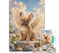 1000 Piece Jigsaw Puzzle for Adults, French Bulldog Angel Wings Flowers | For longer puzzle sessions, this adult jigsaw puzzle with 1000 pieces keeps the challenge engaging over a longer puzzle.