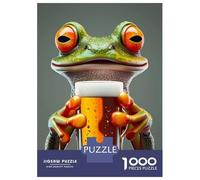 1000 Piece Jigsaw Puzzle for Adults, Frog Beer Artwork, Stress Relief Activity, Christmas Puzzle Collection, Pieces, 70x50cm/1000pcs