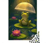 1000-Piece Jigsaw Puzzle for Adults, Frog in The Rain, 38x26cm/1000pcs, Idea, Screen-Free Activity And Quiet Winter Weekends
