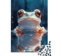 1000-Piece Jigsaw Puzzle for Adults, Frog in Water with Rain Effect, 38x26cm/1000pcs, Shared Puzzle Activity, Relaxing Evenings And Weekend Downtime