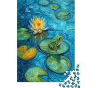 1000 Piece Jigsaw Puzzle for Adults, Frog on Lily Pad Painting, 38x26cm/1000pcs, Shared Puzzle Activity, Weekend Leisure And Friends And Family
