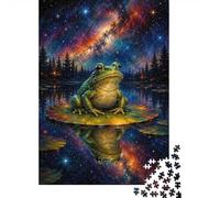 1000 Piece Jigsaw Puzzle for Adults, Frog on Lily Pad Under Starry Sky, 70x50cm/1000pcs, Indoor Family Activity, Relaxing Evenings And Weekend Downtime