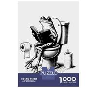 1000 Piece Jigsaw Puzzle for Adults Frog Reading Book on Toilet Funny Bathroom Art Puzzles for Adults Relaxing Games Pattern Assembly for Is Ideal As A Gift 70x50cm/1000pcs