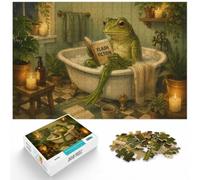 1000 Piece Jigsaw Puzzle for Adults, Frog Reading Flash Fiction on Toilet | For puzzle time at home, this adult jigsaw puzzle with 1000 pieces fits naturally into relaxed home leisure.
