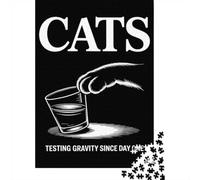 1000 Piece Jigsaw Puzzle for Adults, Funny Cat Physics Testing Gravity Since Day One, Math Joke, 52x38cm/1000pcs, Relaxing Winter Hobby, Home Relaxation And Time at Home
