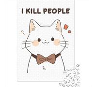 1000-Piece Jigsaw Puzzle for Adults, Funny I Kill People Cat, 52x38cm/1000pcs, Idea, Family Activity And Quiet Winter Weekends