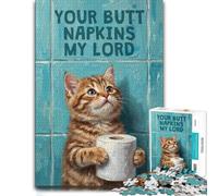 1000 Piece Jigsaw Puzzle for Adults, Funny Kitten Holding Toilet Paper | Enjoy a weekend puzzle activity around the table for rewarding progress.