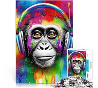 1000 Piece Jigsaw Puzzle for Adults Funny Monkey Headphones Staycation: Zeit totschlagen Ein Kunstwerk38x26cm