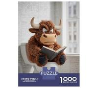 1000 Piece Jigsaw Puzzle for Adults Furry Bull Reading on Toilet Teenager Puzzles Family Games Difficult Hard Parent-child Interaction 70x50cm/1000pcs