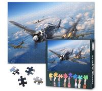 1000 Piece Jigsaw Puzzle for Adults FW 190 Aircraft Military Fighter Painting WWII German Warbird Wall Art Home Decor 27.5 x 19.7 Inches
