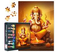 1000 Piece Jigsaw Puzzle for Adults Ganesha Sacred Art High Difficulty Level Puzzle Meditation Focus 27.5x19.7 Inches