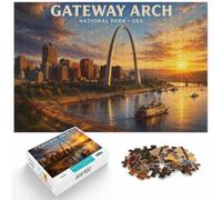 1000 Piece Jigsaw Puzzle for Adults, Gateway Arch National Park | For puzzle lovers in winter, this adult jigsaw puzzle with 1000 pieces offers a classic activity for Christmas.