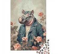 1000-Piece Jigsaw Puzzle for Adults, Gentleman Hippo, 70x50cm/1000pcs, Idea, Screen-Free Activity And Quiet Winter Weekends