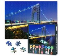 1000 Piece Jigsaw Puzzle for Adults George Washington Bridge Spanning Hudson River Fort Lee NJ to Washington Heights NYC Suspension Bridge Wall Art Decor 27.5x19.7 Inch