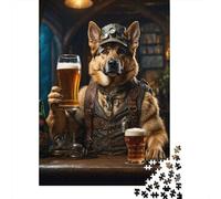 1000 Piece Jigsaw Puzzle for Adults, German Shepherd Beer Hound, 70x50cm/1000pcs, Winter Indoor Activity And Holiday Downtime
