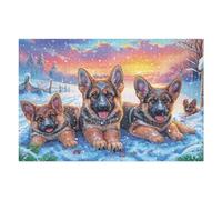 1000 Piece Jigsaw Puzzle for Adults German Shepherd Pack Snowy Mountain 75x50cm Intermediate Level Puzzle Great for Skill Improvement Logical Reasoning Training Brain Exercise