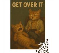 1000-Piece Jigsaw Puzzle for Adults, Get Over It Cat Therapy, 38x26cm/1000pcs, Gift for Puzzle Lovers, Screen-Free Leisure And Evening Downtime
