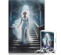 1000 Piece Jigsaw Puzzle for Adults Ghost Blond Girl on Stairs Educational Family Game Presents for Women Secret Santa Gifts Size 38x52cm