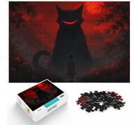 1000 Piece Jigsaw Puzzle for Adults, Giant Grinning Black Cat and Girl