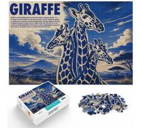 1000 Piece Jigsaw Puzzle for Adults, Giraffe Illustration in Blue and White | For festive leisure at home: Adult jigsaw puzzle with 1000 pieces combines a gift idea with a classic puzzle hobby.