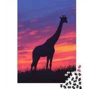 1000 Piece Jigsaw Puzzle for Adults, Giraffe Silhouette Sunset | For relaxed days after Christmas: Adult jigsaw puzzle with 1000 pieces works well for shared time during the holidays.