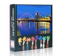 1000-Piece Jigsaw Puzzle for Adults -Glasgow Skyline Landscape 20x28inch Glasgow Bridge by Night Puzzles Collectible Art, Challenging Wall Decor