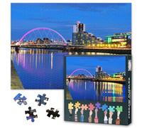 1000-Piece Jigsaw Puzzle for Adults -Glasgow Skyline Landscape 50x70cm Glasgow Bridge by Night Puzzles Collectible Art, Challenging Wall Decor
