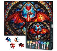 1000 Piece Jigsaw Puzzle for Adults Glass Red Dragon Challenging Puzzle Fabulous of a Dragon Unique Brain Teaser Jigsaw Puzzles Red and Blue Wall Decoration for Living Room Bedroom(50.5x70.5cm)