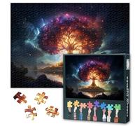 1000 Piece Jigsaw Puzzle for Adults Glowing Enchanted Tree with Radiant Light Vibrant Colors Fantasy Landscape Art Puzzle for Mindfulness Therapy 27.5x19.7 Inch