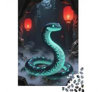 1000-Piece Jigsaw Puzzle for Adults, Glowing Snake in Cave with Lanterns, 38x26cm/1000pcs, Relaxing Winter Hobby, Home Relaxation And Cold-Weather Weekends