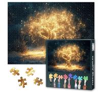 1000 Piece Jigsaw Puzzle for Adults Glowing Tree in Snowy Winter Landscape Starry Night Scene Enchanting Forest Puzzle Serene Winter Nature Art for Relaxation 27.5x19.7 Inch