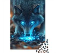 1000-Piece Jigsaw Puzzle for Adults, Glowing Wolf in Autumn Leaves, 70x50cm/1000pcs, Shared Puzzle Activity, Quiet Home Time And Time Together