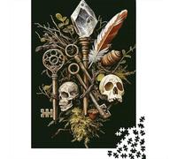 1000 Piece Jigsaw Puzzle for Adults, Goblincore Mystical Keys And Skulls, 38x26cm/1000pcs, Relaxing Winter Hobby, Quiet Evening Leisure And Time at Home