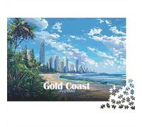 1000-Piece Jigsaw Puzzle for Adults, Gold Coast Skyline, 38x26cm/1000pcs, Thoughtful Gift Idea, Relaxing Indoor Activity And Time at Home
