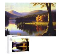 1000 Piece Jigsaw Puzzle for Adults, Golden Autumn Serenity by the Lake