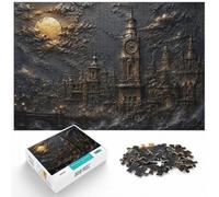 1000 Piece Jigsaw Puzzle for Adults, Golden City Clock Stone Relief | For quiet evenings, this adult jigsaw puzzle with 1000 pieces turns free time into a focused, screen-free activity.