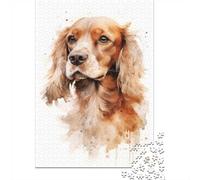1000 Piece Jigsaw Puzzle for Adults, Golden Cocker Spaniel Watercolor Art