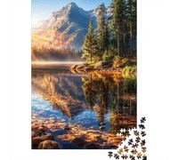 1000 Piece Jigsaw Puzzle for Adults, Golden Dawn on The Mountain Lake, 38x26cm/1000pcs, Shared Puzzle Activity, Relaxing Evenings And Friends And Family