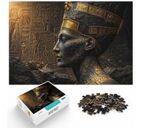 1000 Piece Jigsaw Puzzle for Adults, Golden Egyptian Queen Stone Relief | For a useful gift beyond Christmas Day, this adult jigsaw puzzle with 1000 pieces turns winter downtime into puzzle time.