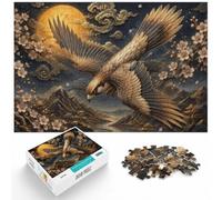 1000 Piece Jigsaw Puzzle for Adults, Golden Falcon with Moon and Clouds | For a useful gift beyond Christmas Day: Adult jigsaw puzzle with 1000 pieces turns winter leisure into a focused activity.