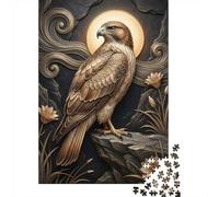 1000 Piece Jigsaw Puzzle for Adults, Golden Hawk with Floral Embellishments