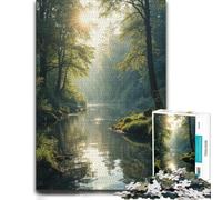 1000 Piece Jigsaw Puzzle for Adults, Golden hour in a hidden forest. | A puzzle gift for adults for festive downtime for calm winter leisure.