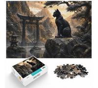 1000 Piece Jigsaw Puzzle for Adults, Golden Japanese Cat Stone Relief | For a puzzle gift at Christmas, this adult jigsaw puzzle with 1000 pieces turns winter downtime into puzzle time.