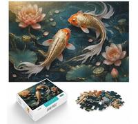 1000 Piece Jigsaw Puzzle for Adults, Golden Koi Japan Fish Art | For a puzzle gift during the festive season: Adult jigsaw puzzle with 1000 pieces turns winter downtime into puzzle time.