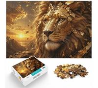 1000 Piece Jigsaw Puzzle for Adults, Golden Lion with Shattered Mask | For shared family time: Adult jigsaw puzzle with 1000 pieces; with the complete challenge to keep the challenge engaging.