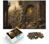 1000 Piece Jigsaw Puzzle for Adults, Golden Medieval City Stone Relief | For a useful gift beyond Christmas Day: Adult jigsaw puzzle with 1000 pieces turns winter downtime into puzzle time.