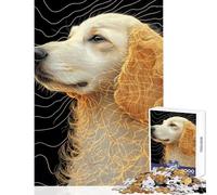 1000 Piece Jigsaw Puzzle for Adults Golden Retriever Line Art Animal Impossible Game Staycation Kill Time Educational Toy Enhance Love between Couples (38X52cm)