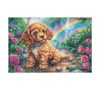 1000 Piece Jigsaw Puzzle for Adults Golden Retriever Spring Flower Field 1000 PCS 75x50cm Universal Puzzle for All Occasions Home Decor Family Fun Stress Relief All in One Gift