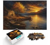 1000 Piece Jigsaw Puzzle for Adults, Golden tree house and boat | As a Christmas gift idea: Adult jigsaw puzzle with 1000 pieces suits quiet days around New Year.