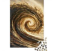 1000 Piece Jigsaw Puzzle for Adults, Golden Wave Swirl, 52x38cm/1000pcs, Screen-Free Activity And Holiday Downtime